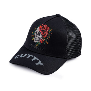 Skull & Rose Trucker Hat (Black)