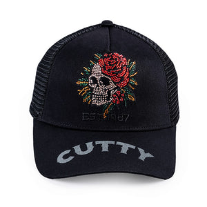 Skull & Rose Trucker Hat (Black)