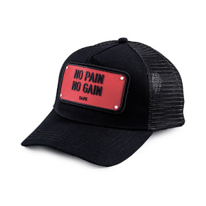 No Pain No Gain Trucker Hat (Black/Burgundy)