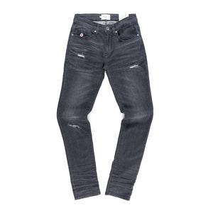 Abrasion Slim Jeans (Dark Charcoal)