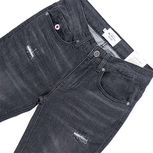 Abrasion Slim Jeans (Dark Charcoal)