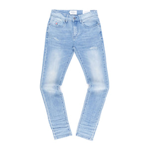 Abrasion Slim Jeans (Blue)