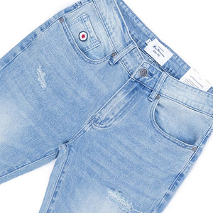 Abrasion Slim Jeans (Blue)