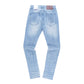 Abrasion Slim Jeans (Blue)