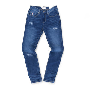 Abrasion Skinny Jeans (Blue)