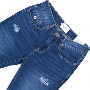 Abrasion Skinny Jeans (Blue)