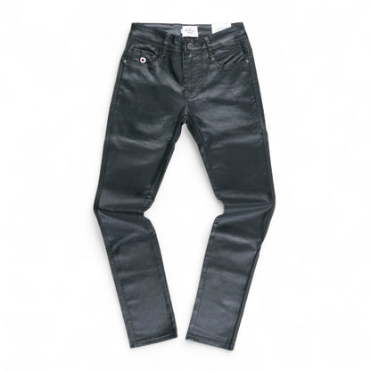 Wax Coated Sheen Slim Fit Jeans (Olive)