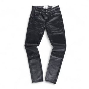 Wax Coated Sheen Slim Fit Jeans (Black)