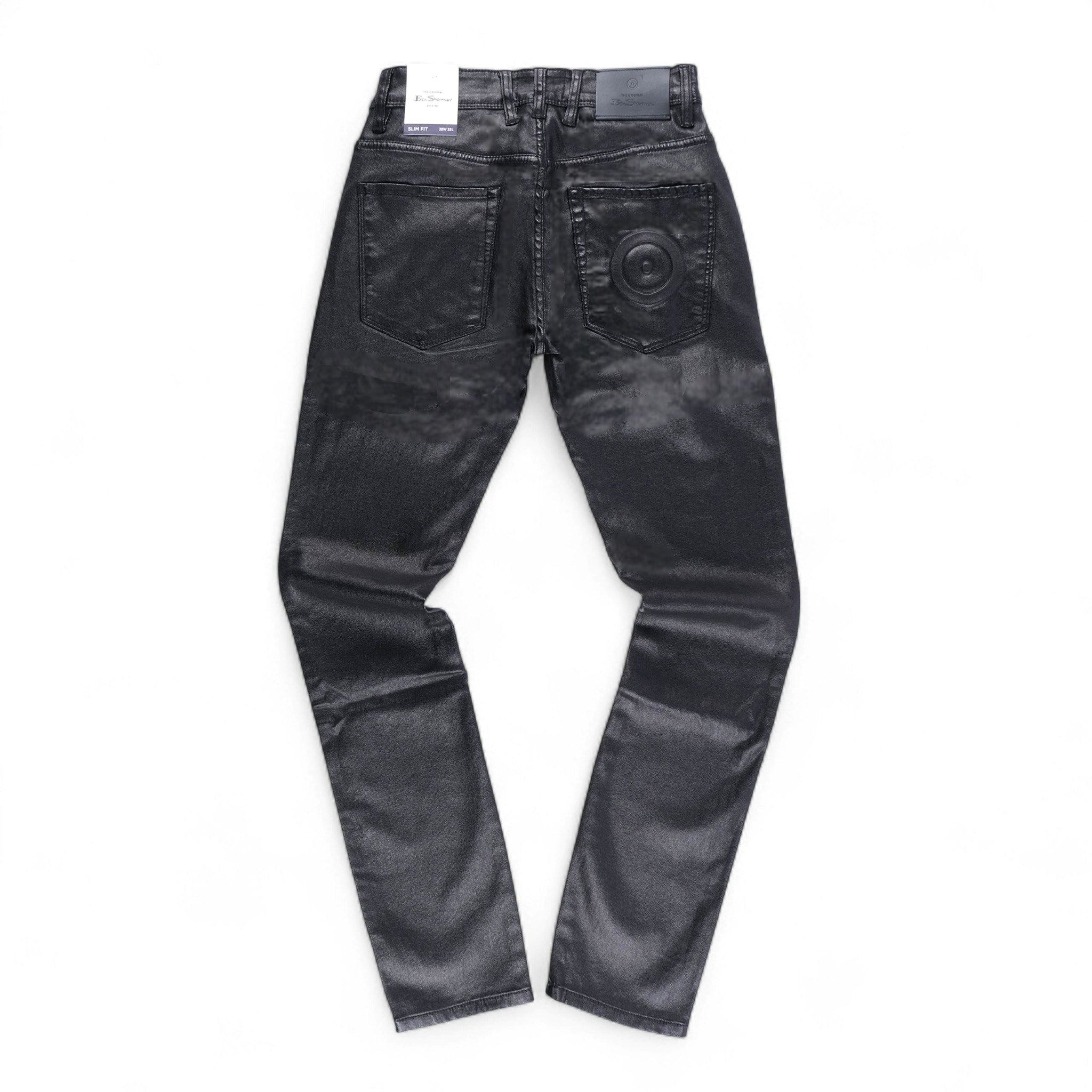 Wax Coated Sheen Slim Fit Jeans (Black)