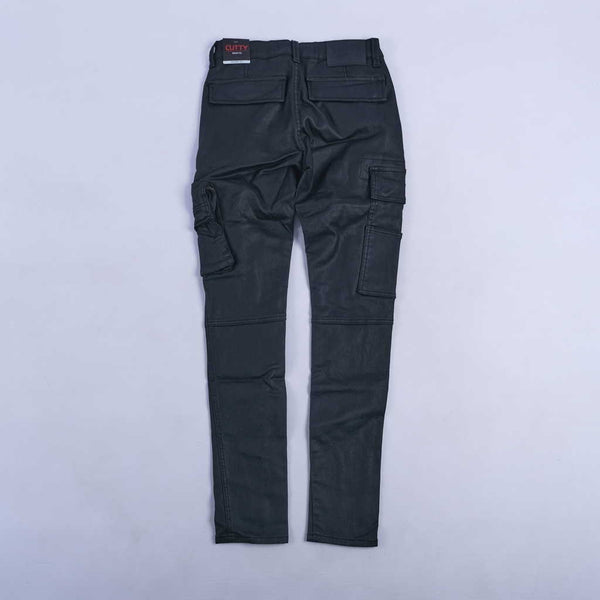 Leo Wax Cargo Skinny Jeans (Black)