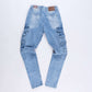 Hoge Slim Cargo Jeans (Blue)