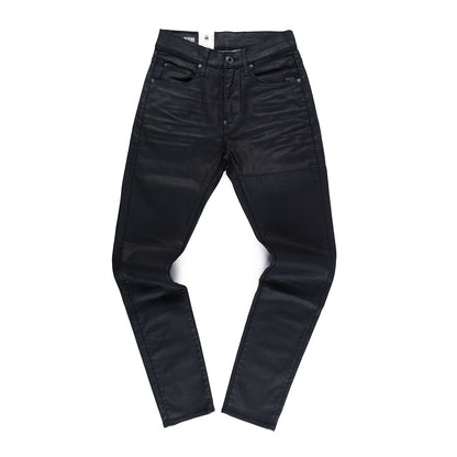 Revend Wax Coated Skinny Jeans (Black) - Main Image