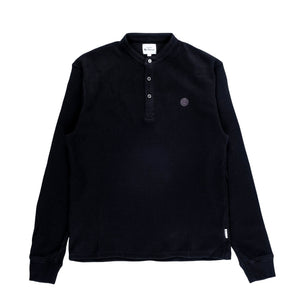 Henley Waffle Sweater (Black)