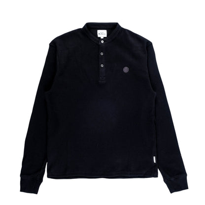 Henley Waffle Sweater (Black)