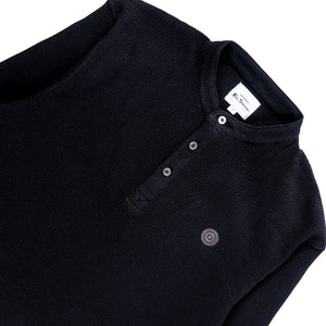 Henley Waffle Sweater (Black)