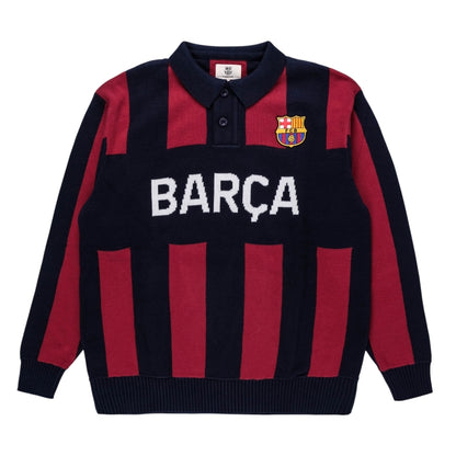 Barcelona Stripe 2 Button Polo Sweater (Navy)