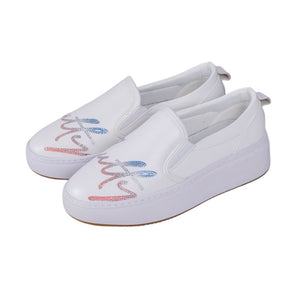 Granby PU Rhinestone Sneakers (White)