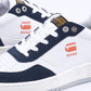 Arc Leather Blocked Sneakers (White/Navy)