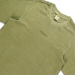 Overdyed Centre Chest Boxy T-Shirt (Olive)