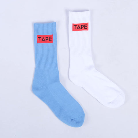TAPE 2 Pack Socks (White & Teal)